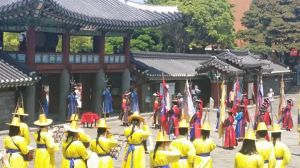 Changing of the guard at Old City Hall, Jeju-si.